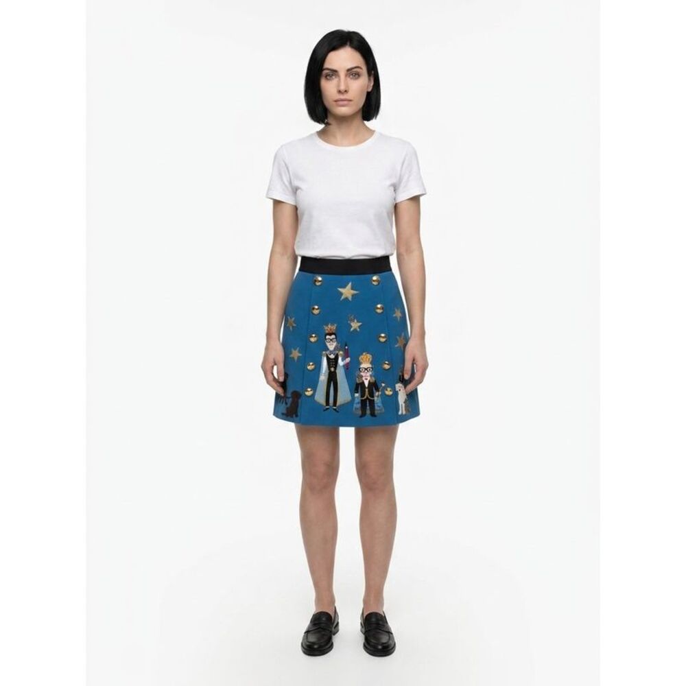 Dolce & Gabbana Blue Elastane Mini Women's Skirt